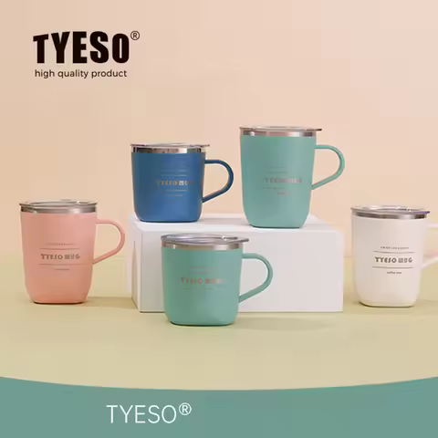 TYESO Fashion 15# Frosted Coffee Mug with Clear Lid