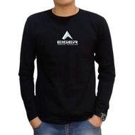 Baju Distro Eiger Lengan Panjang Bahan Katun Combed 30S Kaos Pria Nyaman - merah S