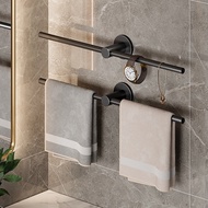 Movable Towel Rack Towel Hanger Stainless Steel Bath Towel Holder Wall Towel Bar Black 50cm Bathroom