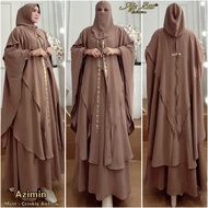 AJE ZAS - Jumbo Syari Robe Dress Set Hijab Hoodie Head Soft Ped Antem Code AZIMIN Crinkle Airflow Ma