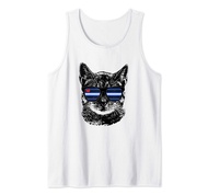 Gay Bear Cat Leather Pride Flag Colors Distressed Tank Top