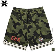 Ed Hardy X ฤดูร้อนใหม่ลวงตาแฟชั่นผู้ชายผู้หญิงคู่กางเกงขาสั้นผ้าฝ้ายกลางเอวขาตรงหลวมสบายๆกางเกง