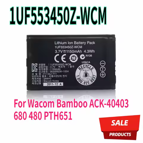 1UF553450Z-WCM New Wacom Bamboo ACK-40403 for 680 480 PTH651 battery 1150mAh(4.3Wh) 3.7V