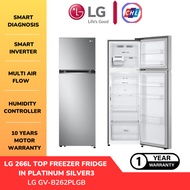 LG [Ready Stock] 266L TOP FREEZER WITH SMART INVERTER COMPRESSOR GV-B262PLGB- LG Malaysia Warranty