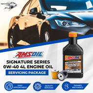 Car Servicing - AMSoil Signature Series 4L Fully Synthetic Engine Oil Servicing Package with Labour | 0W20 / 5W30 / 0W40 / 5W50