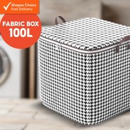 100L Fabric Storage Box – Foldable Clothes Organizer with Lid for Blanket, Curtain & Bedding