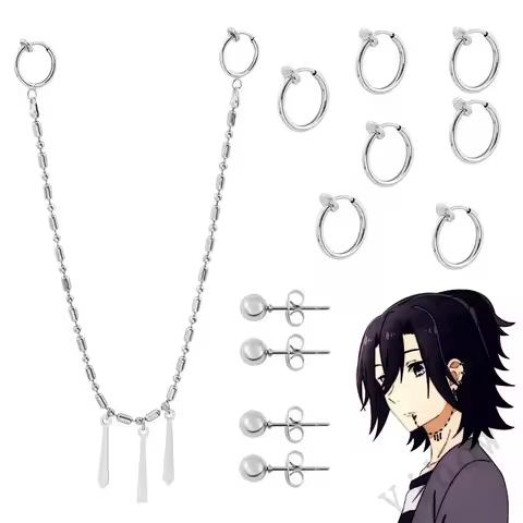 Fashion Punk Men Earrings Anime Horimiya Izumi Miyamura Cosplay Ear Clips Long Chain Eardrop Cool Je