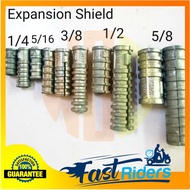 EXPANSION SHIELD /EXPANSION BOLT 1/4, 5/16, 3/8, 1/2, SHORT AND LONG