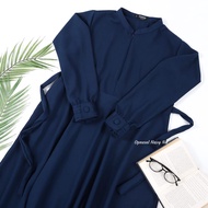Gamis hermosa polos bahan wollycrepe warna navy-gamis syari polos biru dongker-pakaian muslimah polo