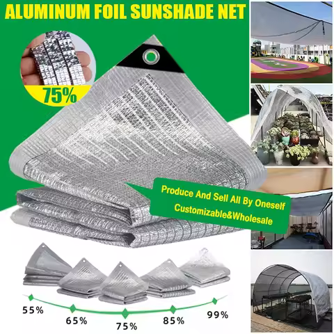 55~99% Shade Rate Aluminum Foil Sunshade Net Garden Sun Shading Sail Garage Awning Plant Sun Shelter