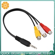 3.5mm Male Plug to 3  Female Audio Video AV Cable 22cm