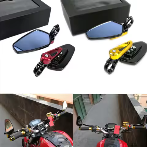 2pcs 7/8" 22mm Motorcycle Mirrors Bar End Blue Glass Rear View for BMW F800GT HP2 EnduRo HP2 Megamot