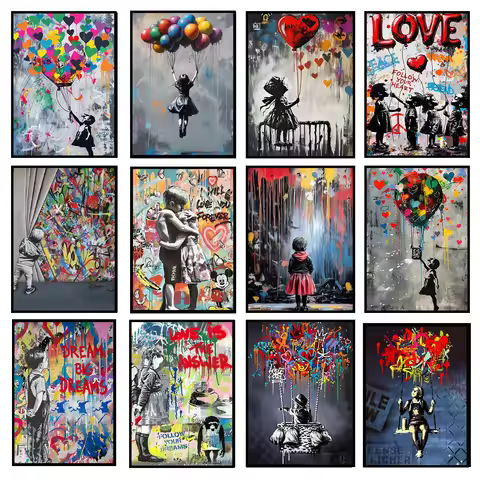Graffiti Banksy Art Poster Banksy Image Series Printed Canvas Art Mural Used for Home Wall and Livin