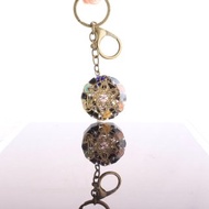 【聖誕飾品】寶石能量黑曜石七脈輪礦石鑰匙圈吊飾/水