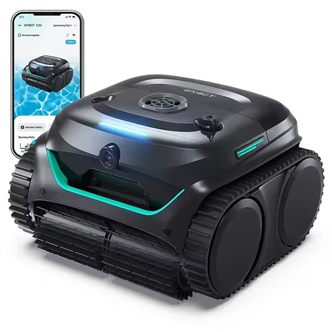 Robot Swimming Pool Cleaner Wireless C2V APP AI Vision Self-Learning Visual 80° Dual-layer Filtratio