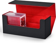 Card Storage Box for 72 Pcs Magnetic Card Holder, PU Leather Trading Card Case for Toploaders, Card 