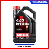 (100% Original) Motul 4100 TURBOLIGHT 10W40 Semi Synthetic Engine Oil (5L) 10W-40