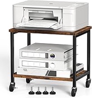 Nandae 2-Level Printer Table with Wheels, 30 x 42 x 37 cm Wooden & Metal Printer Stand, Wheels Servi