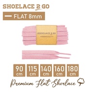 SHOELACE 2 GO FLAT SHOELACES - SF8 - G1 - PINK - 8MM - 90CM 115CM 140CM 160CM 180CM flat shoe lace