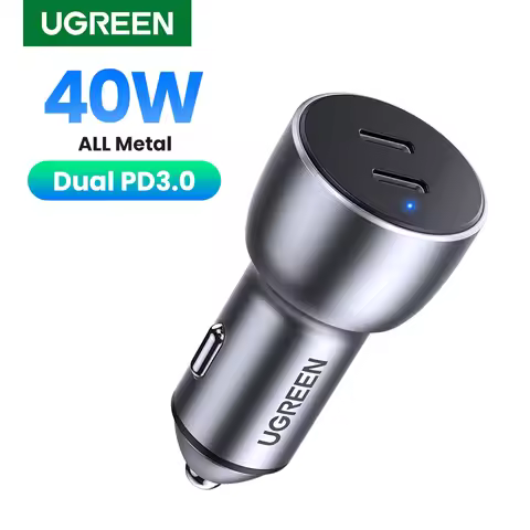UGREEN PD 40W Car Charger Quick Charge QC4.0 3.0 USB Charger for Xiaomi Type C Fast Charging for iPh