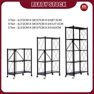 3Tier/4Tier/5Tier Multilayer Folding Rack / Heavy Duty Metal Rack Shelf Kitchen Home Office/Rak Barang/Rak Besi