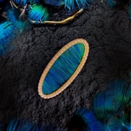 【手作】點翠工藝孔雀羽毛鑲嵌橢圓髮夾