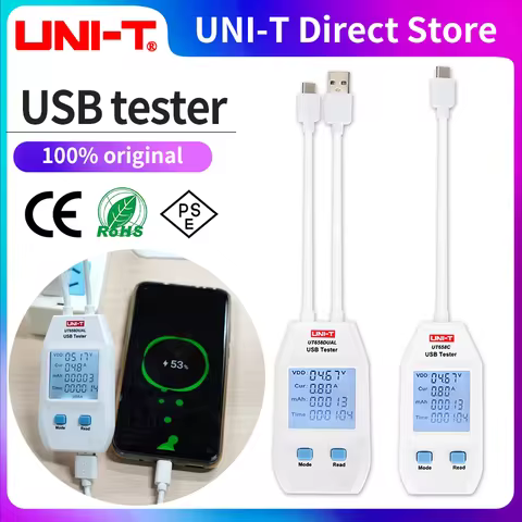 UNI-T UT658 USB Tester UT658C UT658DUAL Charger Type A/C Fast Charge Current Capacity Energy Resista