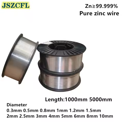 High purity Zn≥99.999% Zinc wire Diameter 0.3/0.5/1/1.5/2/3/4/5/8/10mm sprayed Zn Metal wire rod for