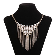 European American Exaggerated Necklace Fashion Luxury Diamond-studded Tassel Gemstone Necklace Short