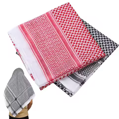 Islamic Traditional Costumes Plaid Shawl Muslim Shemagh Scarf Arab Kafiya Keffiyeh Palestine Bandana