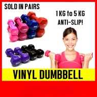 Anti Slip Vinyl Dumbbell Set (SOLD IN PAIR) 1kg 1.5kg 2kg 3kg 4kg 5kg Weights Dumbell