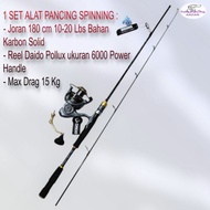1 Set of Spinning Reel + Solid Carbon Rod 10-20 Lb Max Drag 15 Kg