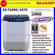 MESIN CUCI SHARP ES-T1090 / ES-T1070 / 10 KG / 2 TABUNG / DOLPHINWAVE SERIES / ES T 1090 / 1070 MESIN CUCI 2 TABUNG / TOP LOADING BERGARANSI