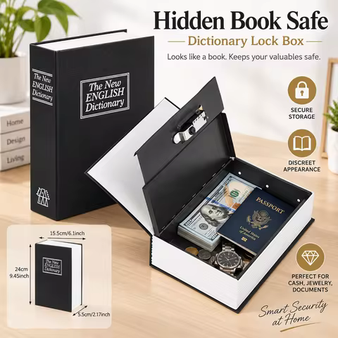 1pc, Book Money Box With Password Lock, Safe, Hidden Secret Storage Box, English Dictionary Lock Box