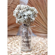 set bunga edelweis kering dan vas kaca mini - dried flower - vas bunga - edelweiss