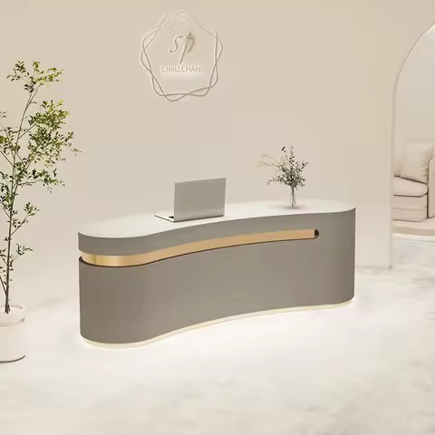 Irregular Desk Pink Reception Counter Beauty Salon Furniture Glass Pulpito Armable Wooden Podium Sta