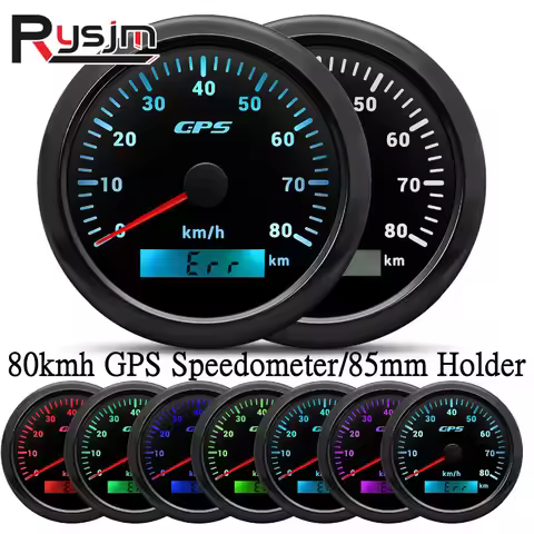 HD 85mm GPS Speedometer 0-80Km/H Speed Odometer Gauge 7 Colors Backlight for Marine Boat Car Truck 8