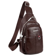 ❀□ PU soft leather waterproof men's backpack shoulder crossbody bag men's chest bag casual sports crossbody bag student chest bag