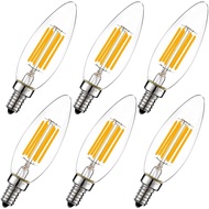 LiteHistory Dimmable B10 led Bulb 6W Equal 60W led Candelabra Bulb 2700k Clear e12 Edison Bulb for C