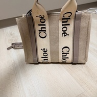 Chloe Woody tote bag 新款帆布兩用托特包(小號/灰色)