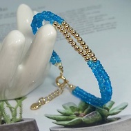 手鍊 天然 霓虹色 藍磷灰石 琉璃珠 手珠 包金 注金 寶石