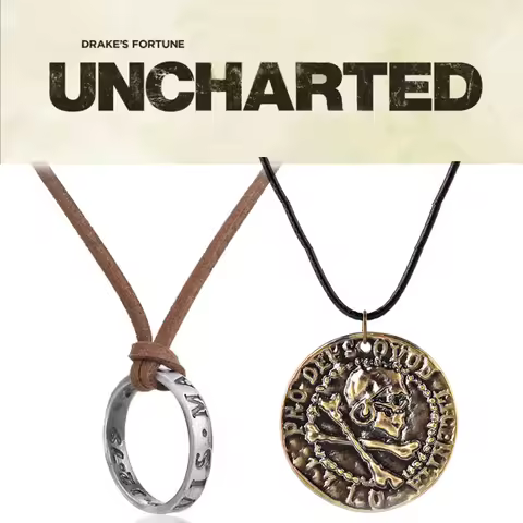 Game Jewelry Uncharted 4 A Thief's End Nathan Drake Necklaces Leather Cord Chain Long Necklace Men g