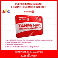 HOTLINK (Tanpa Had) UNLIMITED PREPAID SIMCARD with 1 MONTH INTERNET SIM FREE @ maxis yes celcom xpax