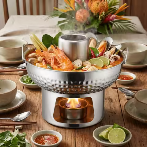 Traditional Stainless Steel Small Hotpot Thickened Double Ear Dessert Hotpot No Electric Well-ventil