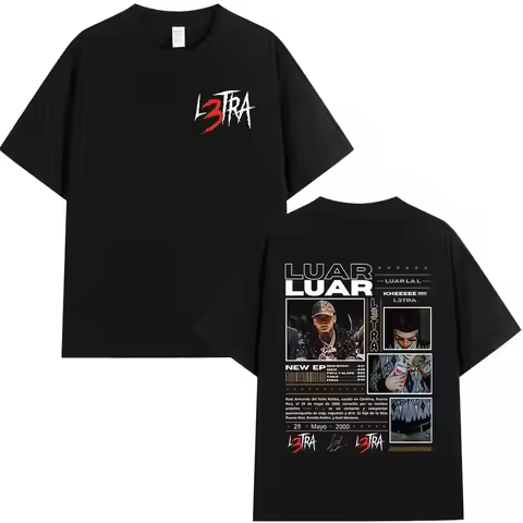 Rapper Luar La L Music Album L3TRA T Shirts Men Women Hip Hop Fashion Short Sleeve T-shirts Vintage 
