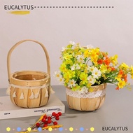 EUTUS Flower Arrangement Basket, Sturdy Hand-Woven Braid Flower Baskets, Creative with Handle Lace Tassel Wood Packaging Gift Basket Flower Shop