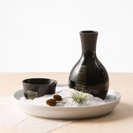 日本津輕 德利金箔清酒杯壺 / 黑