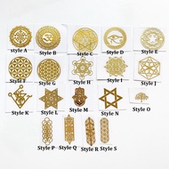 Brass Copper Sticker Spacers Sri Yantra Geometric Symbols Metal Stickers for Orgone Projects DIY Accessories Home Decoration