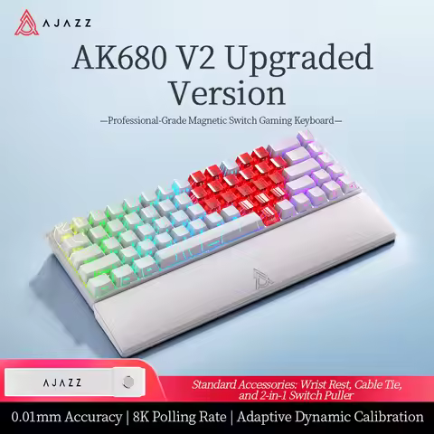 AJAZZ AK680 V2 Wired Magnetic Switch Gaming Mechanical Keyboard with Wrist Rest 0.01mm Accuracy 68 k