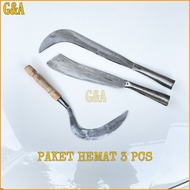 Golok Bendo Arit Sabit Paket Hemat 3 Pcs - Baja Jawa Asli Tajam